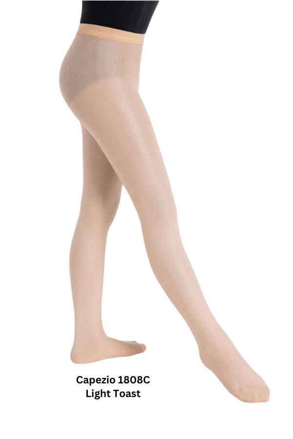 Capezio Girls Ultra Shimmery Tights in Toast