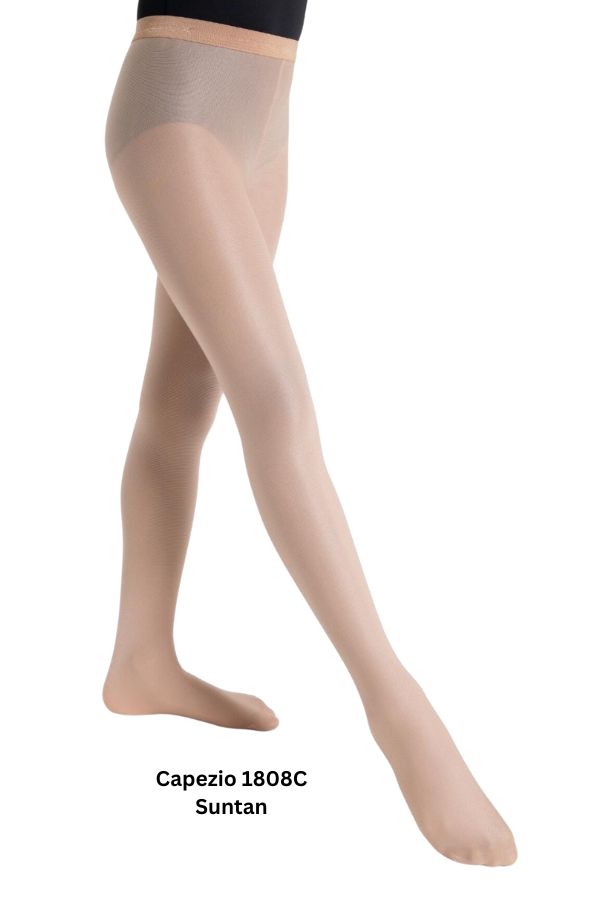 Capezio Girls Ultra Shimmery Tights in Suntan