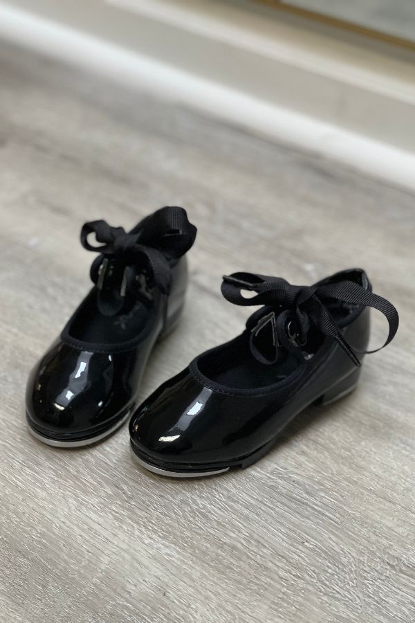 Capezio Adult Shuffle Taps in Black Patent Style 356 at The Dance Shop Long Island