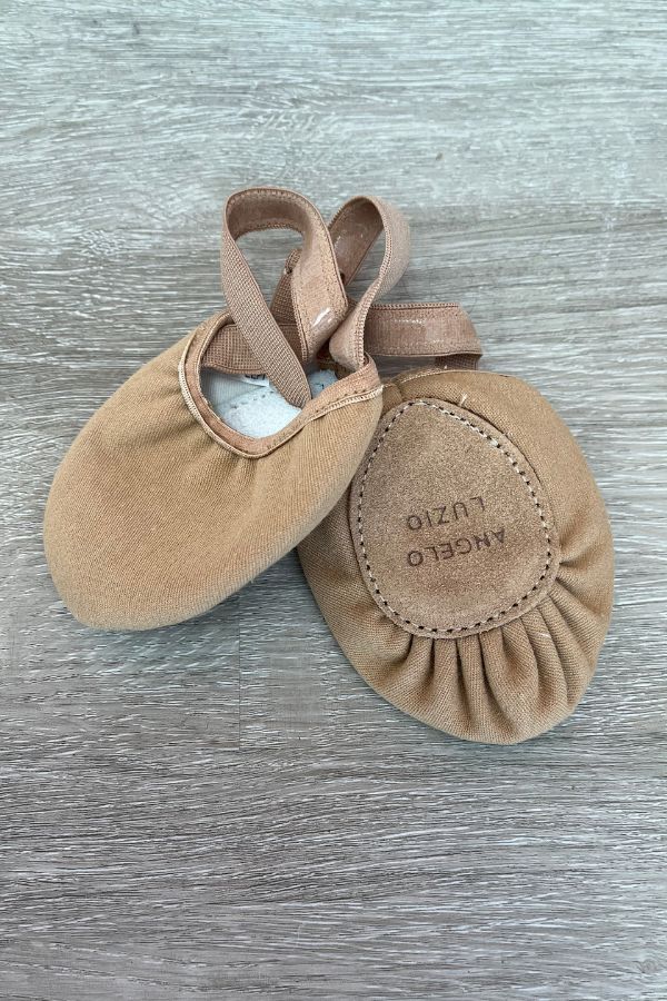 Angelo Luzio Children's Canvas Half Sole Pleated Lyrical Turners in Jazzy Tan Style 620C at The Dance Shop Long Island