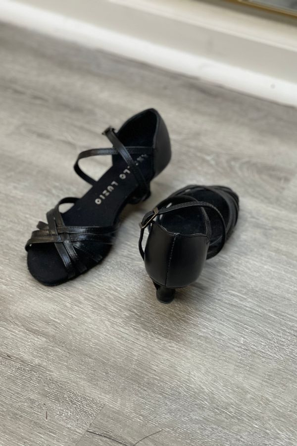 Angelo Luzio Girls Black 102GY Cyd Latin Ballroom Sandals at The Dance Shop Long Island