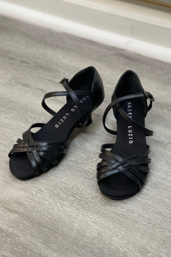 Angelo Luzio Girls Black 102GY Cyd Latin Ballroom Sandals at The Dance Shop Long Island