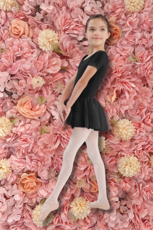 Bloch Black Short Sleeve Skirt Leotard Dance Dress at The Dance Shop Long Island CL5342