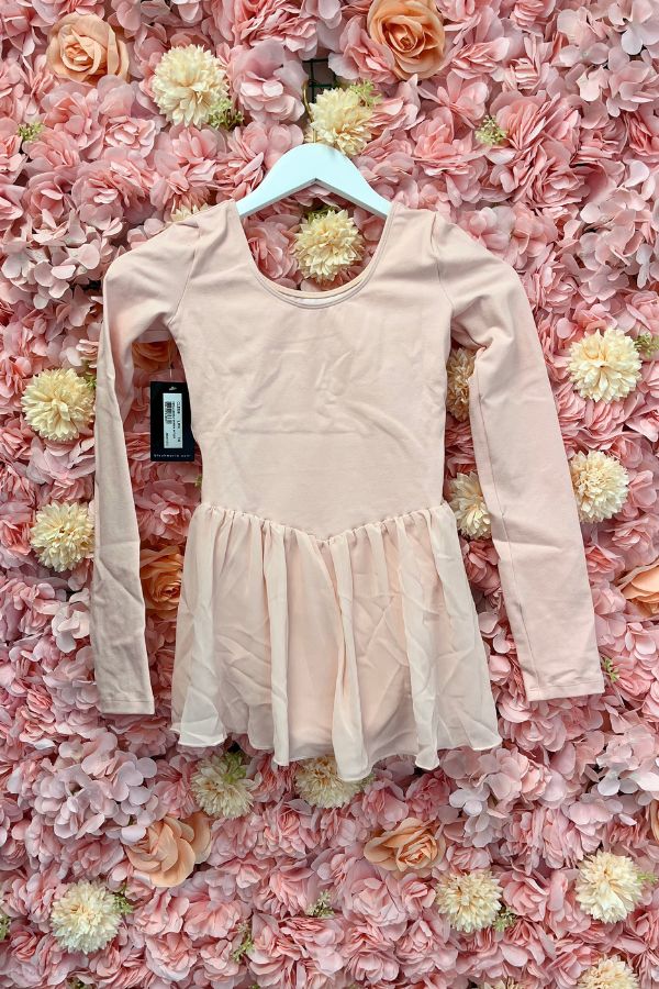 Bloch Girls Long Sleeve Skirt Leotard in Light Pink Style CL5309 at The Dance Shop Long Island