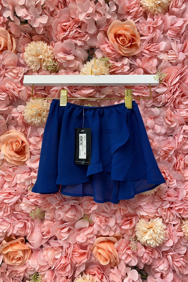 Bloch Girls Georgette Mock Wrap Ballet Skirt in Royal Blue Style CR5110 at The Dance Shop Long Island