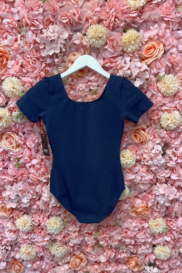 Bloch Girls Short Sleeve Leotard in Navy Style CL5402 at The Dance Shop Long Island