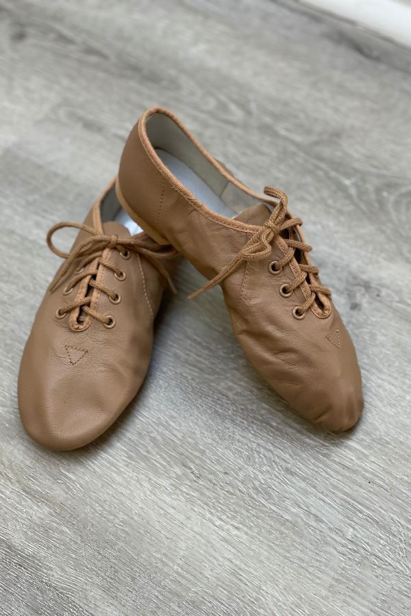 Ladies Jazzsoft Lace Up Jazz Shoes - Tan