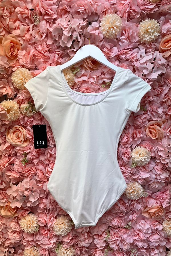 Bloch Ladies Short Sleeve Leotard in White Style L5402 at The Dance Shop Long Island