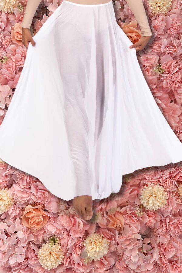 Body Wrappers Long full chiffon skirt in white Style 538 at The Dance Shop Long Island
