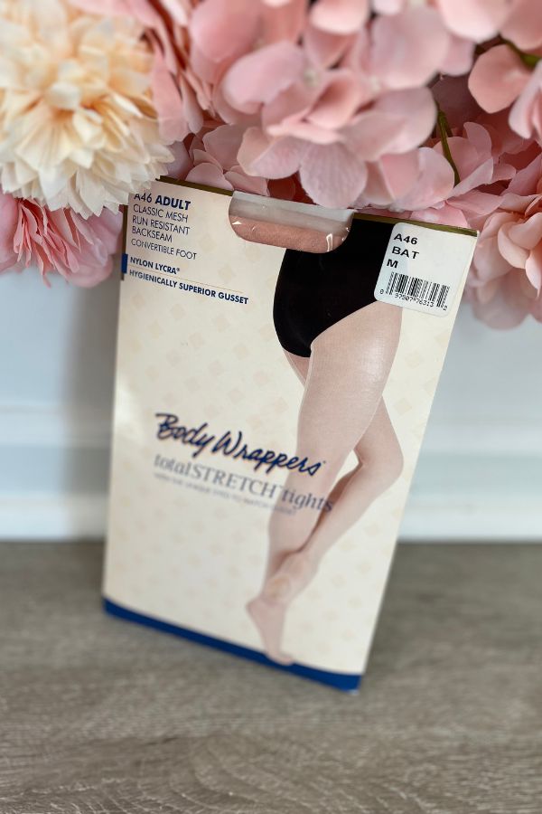 Body Wrappers Adult Class Mesh Back Seam Convertible Tights in Ballet Pink Style A46 at The Dance Shop Long Island