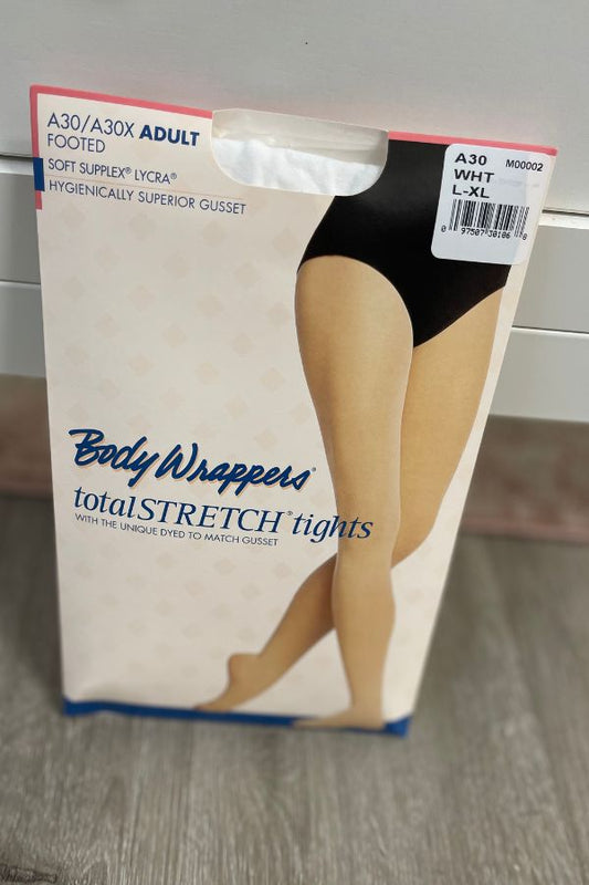Body Wrappers Adult Footed Dance Tights in White Style A30 at The Dance Shop Long Island