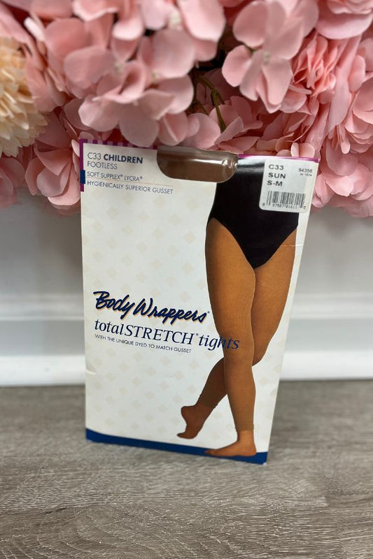 Body Wrappers Children's Total Stretch Footless Tights in Suntan Style C33 at The Dance Shop Long Island