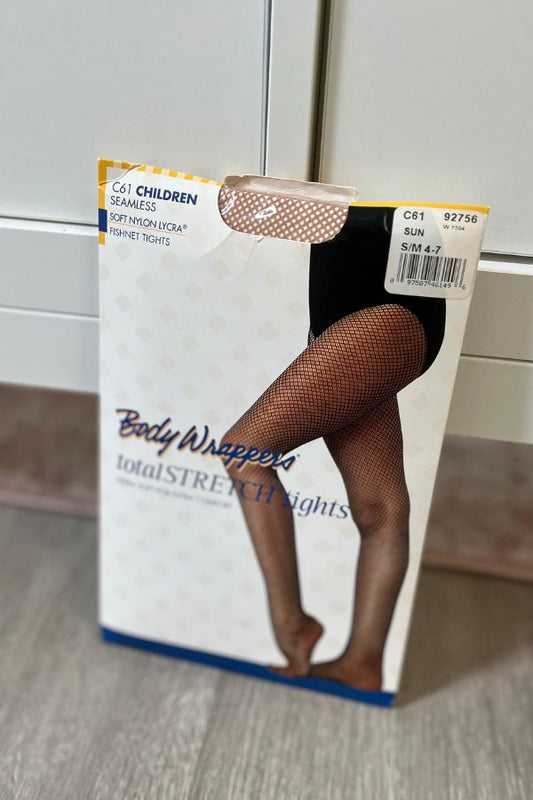 Body Wrappers Children's TotalStretch Seamless Fishnet Tights in Suntan Style C61 at The Dance Shop Long Island