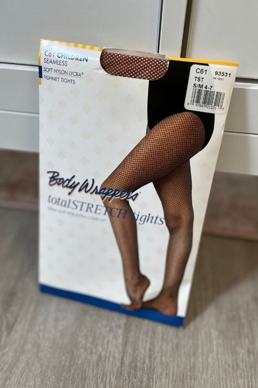 Body Wrappers Children's TotalStretch Seamless Fishnet Tights in Toast Style C61 at The Dance Shop Long Island