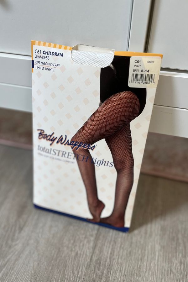 Body Wrapper's Children's TotalStretch Seamless Fishnet Tights in White Style C61 at The Dance Shop LongIsland