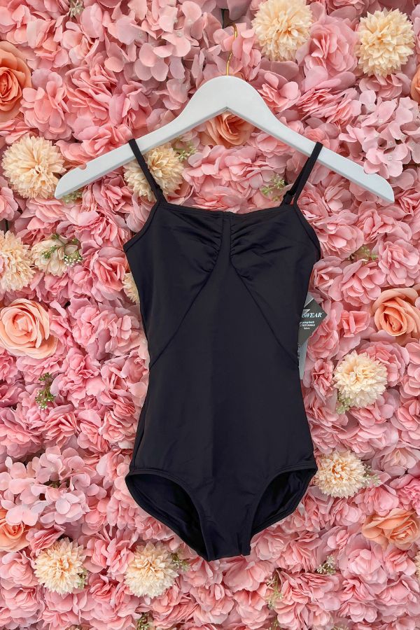 Body Wrappers Gather & Twist Camisole Leotard in Black Style BWP336 at The Dance Shop Long Island