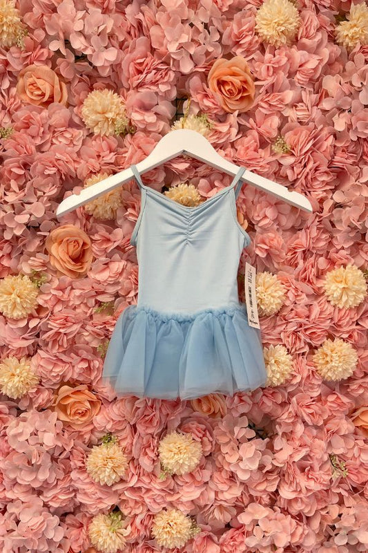 Body Wrappers Girls Microfiber Camisole Leotard Dress in Light Blue Style 2231 at The Dance Shop Long Island