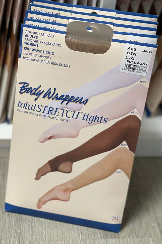 Body Wrappers Adult Knit Waist Footed Tights in Stage Tan Style A80 at The Dance Shop Long Island