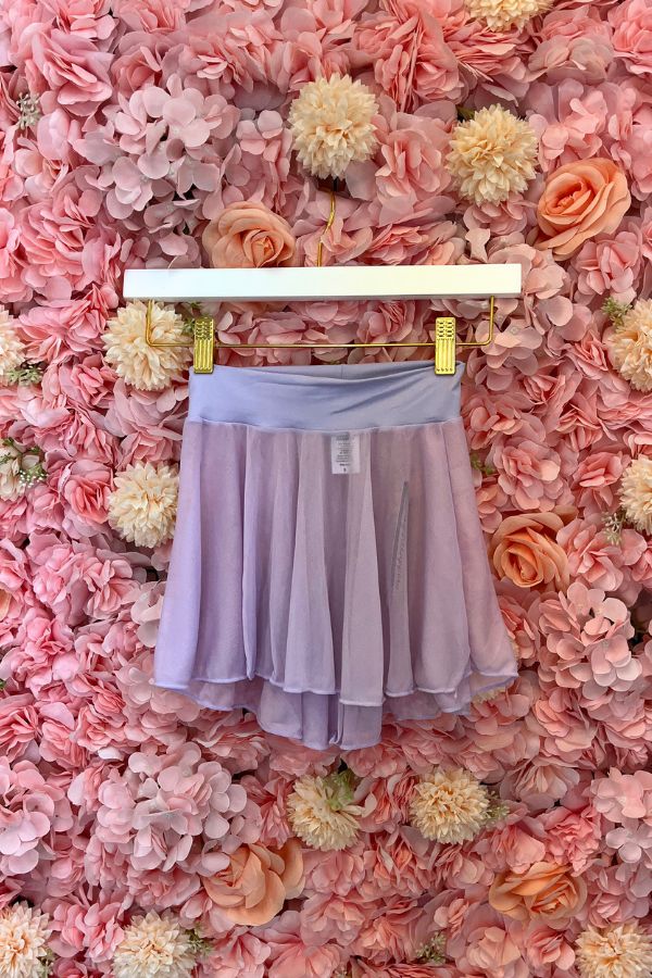 Body Wrappers Girls Chiffon Tapered Dance Skirt in Lilac Style 122R at The Dance Shop Long Island