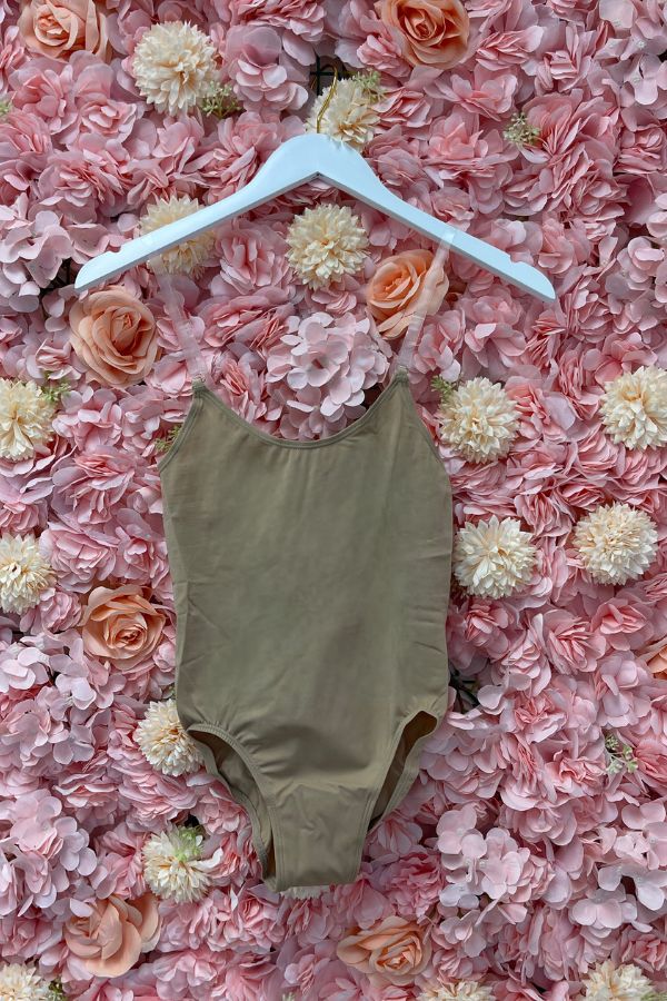 Body Wrappers Nude Camisole Leotard with Adjustable Clear Straps 260 at The Dance Shop Long Island