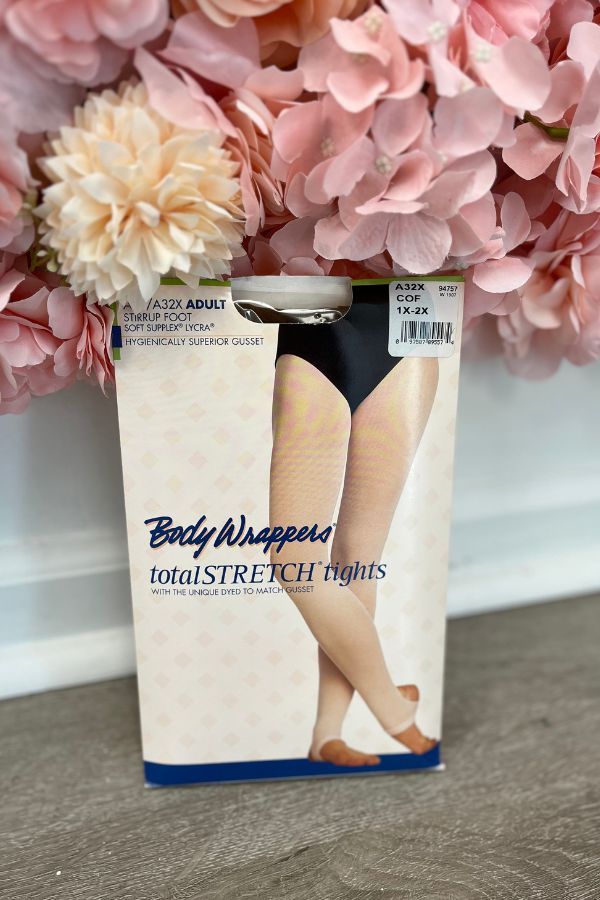 Body Wrappers Plus Size Stirrup Tights in Coffee Style A32X at The Dance Shop Long Island