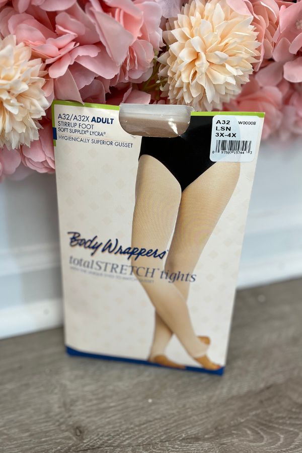 Body Wrappers Plus Size Stirrup Tights in Light Suntan Style A32X at The Dance Shop Long Island