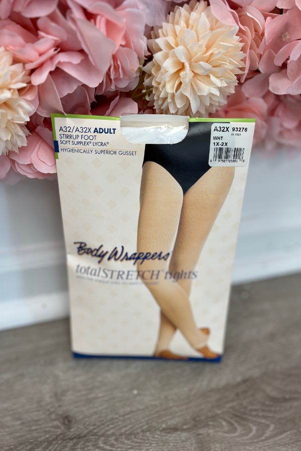 Body Wrappers Plus Size Stirrup Tights in White Style A32X at The Dance Shop Long Island