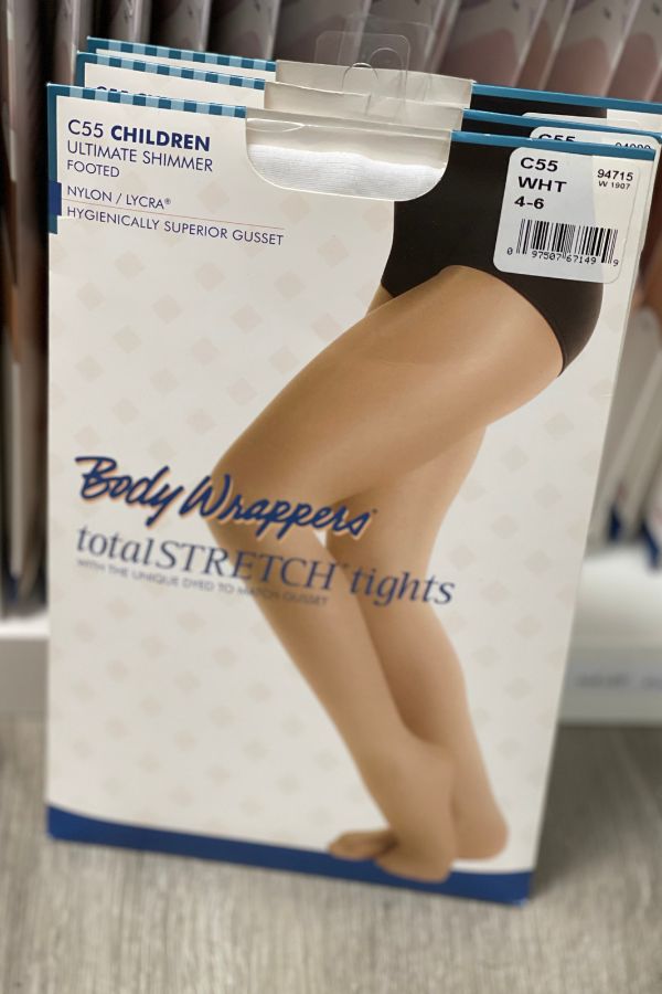 Body Wrappers Ultimate Shimmer Footed Tights in White C55 at The Dance Shop Long Island