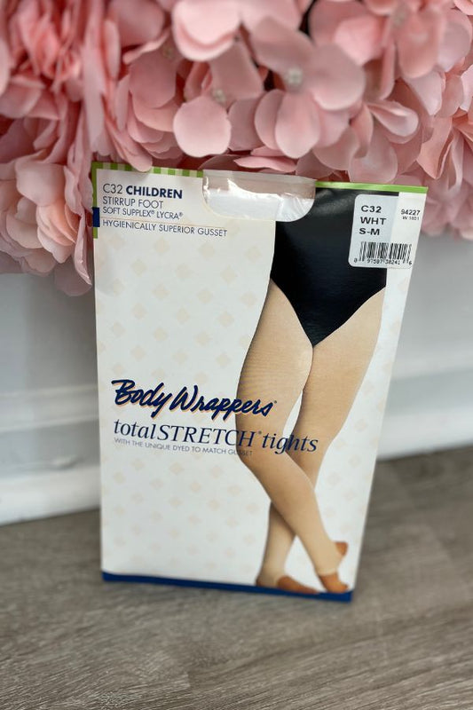 Body Wrappers Children's Stirrup Tights in White Style C32 at The Dance Shop Long Island