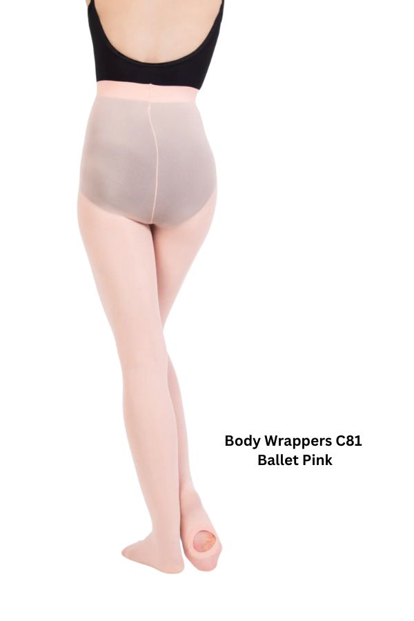 Girls TotalSTRETCH Seamless Knit Waist Convertible Tights in Ballet Pink