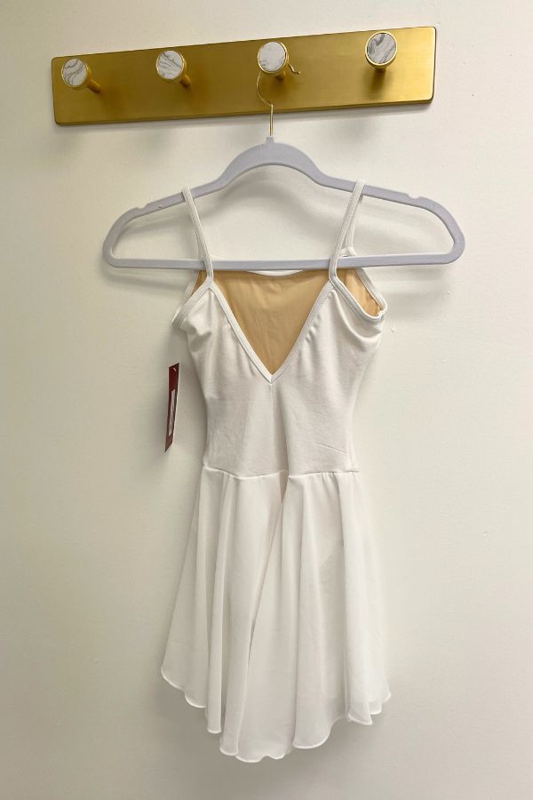 Back of the camisole dance dress in white by Mirella at The Dance Shop Long Island
