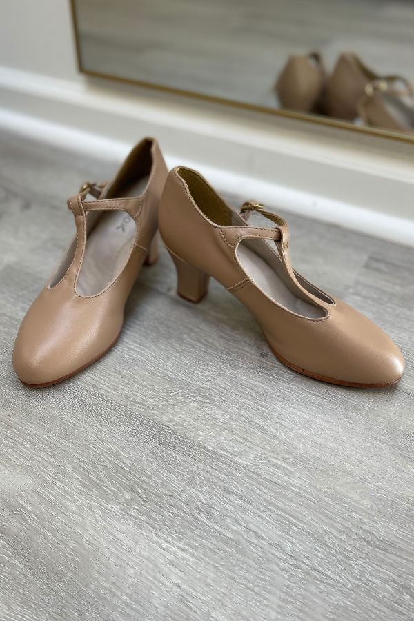 Capezio Jr Footlight T Strap Character Shoes in Caramel at The Dance Shop Long Island