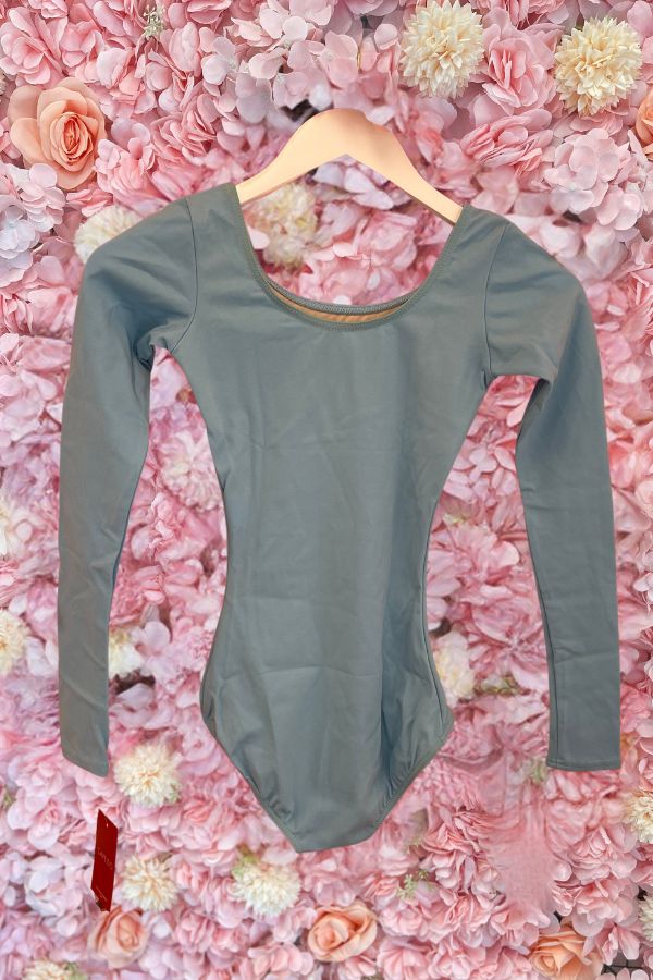 Capezio Adult Team Basics Long Sleeve Nylon Leotard in Light Blue TB135 at The Dance Shop Long Island