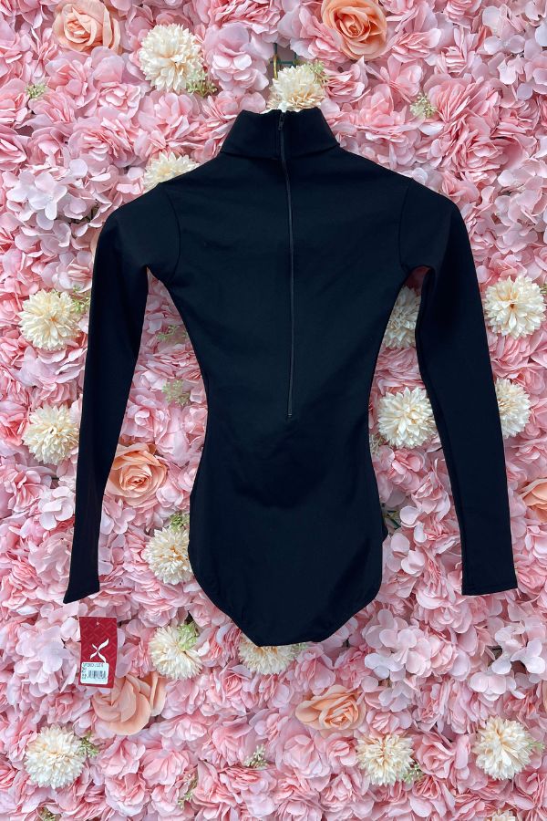 Capezio Black Long Sleeve Turtleneck Leotard with zipper Style TB41 at The Dance Shop Long Island