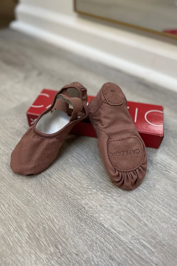 Children's Capezio Hanami Canvas Ballet Shoes in Mocha at The Dance Shop Long Island