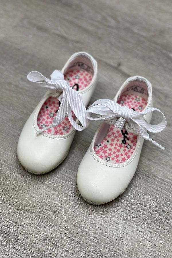 Capezio Children's Jr. Tyette Tap Shoes in White Style N625C at The Dance Shop Long Island