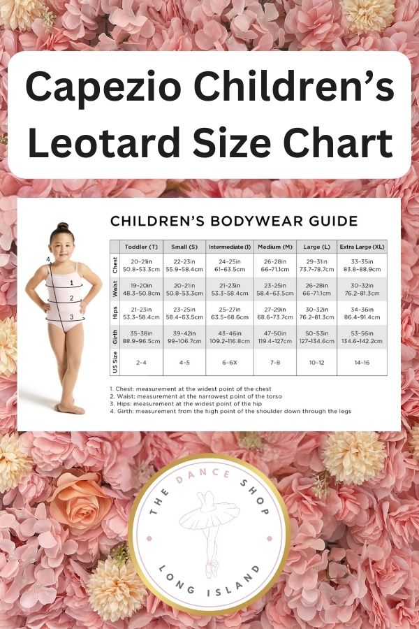 Capezio Children's Leotard Size Chart at The Dance Shop Long Island