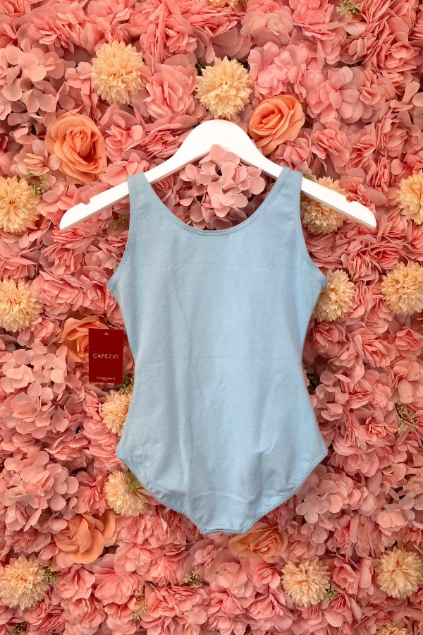 Capezio Children's High Neck Tank Leotard in Light Blue Style CC201C at The Dance Shop Long Island