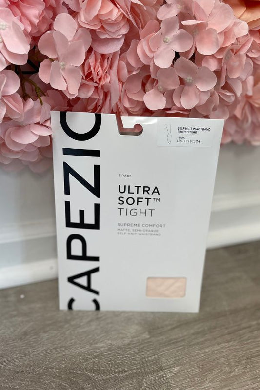 capezio Girls Ultra Soft Footed tights in Light Pink style 1915X 1915C at The Dance Shop Long Island