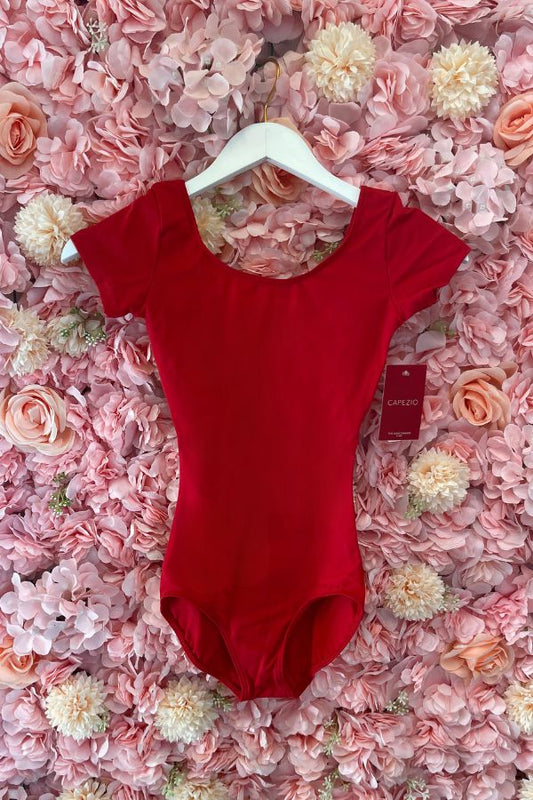 Capezio Adult Short Sleeve Leotard in Red Style TB133 at The Dance Shop Long Island