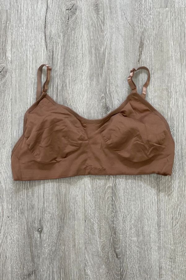 Capezio Seamless Clear Back Bra in Mocha Style Number 3683 at The Dance Shop Long Island