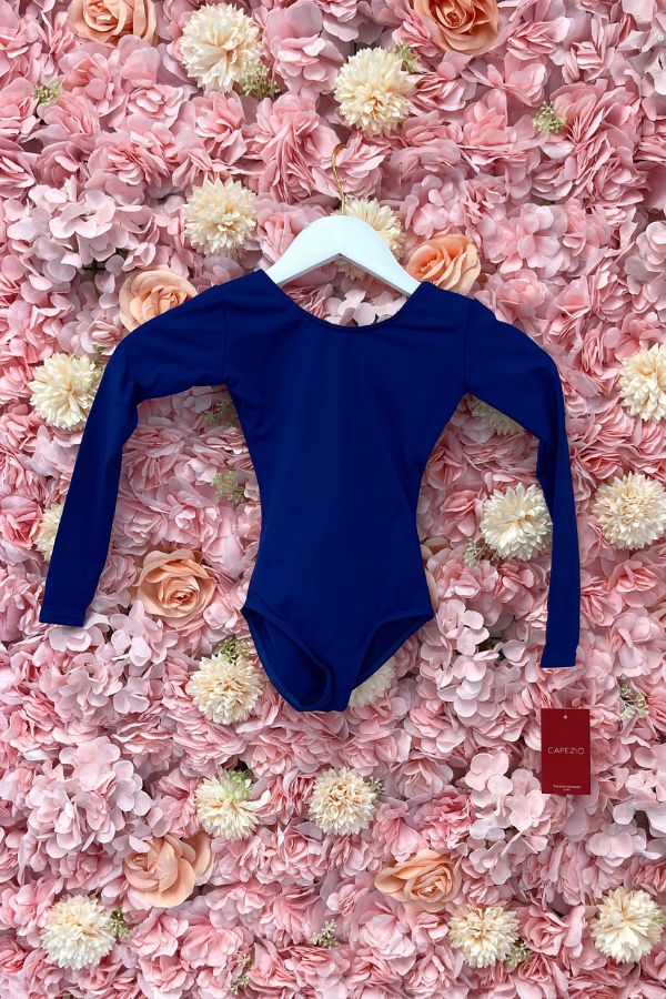 Capezio TB134C Children's Long Sleeve Nylon Leotard in Royal at The Dance Shop Long Island