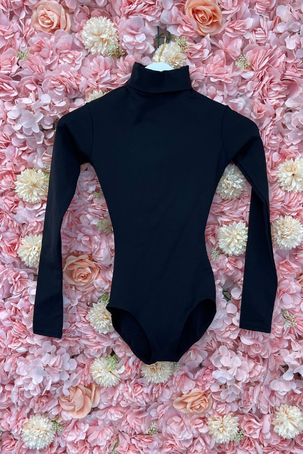 Capezio Black Long Sleeve Turtleneck Leotard with zipper Style TB41 at The Dance Shop Long Island