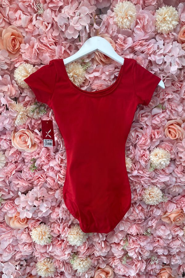 Capezio Adult Short Sleeve Leotard in Red Style TB133 at The Dance Shop Long Island