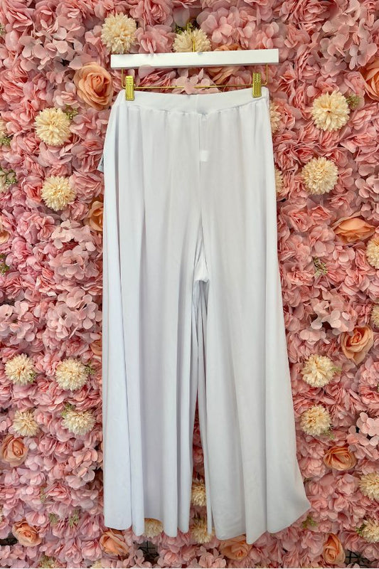 Eurotard Women's White Palazzo Pants Style 13696 at The Dance Shop Long Island