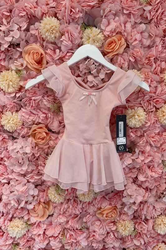 Eurotard Girls Ruffle Sleeve Dress in Pink Style 0206 at The Dance Shop Long Island