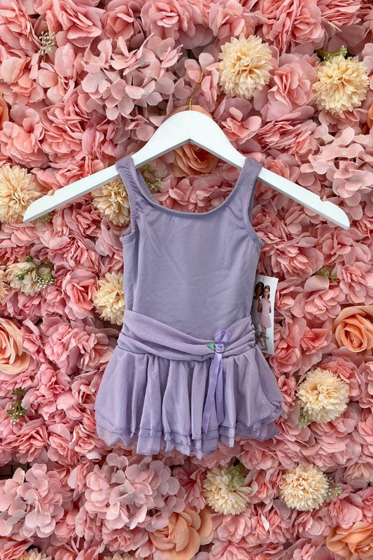 Body Wrappers Girls Tank Leotard with Chiffon Skirt in Lilac Style 2232 at The Dance Shop Long Island