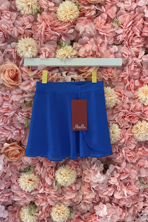 Mirella Children's Georgette Mock Wrap Skirt in Royal Blue Style MS12CH at The Dance Shop Long Island