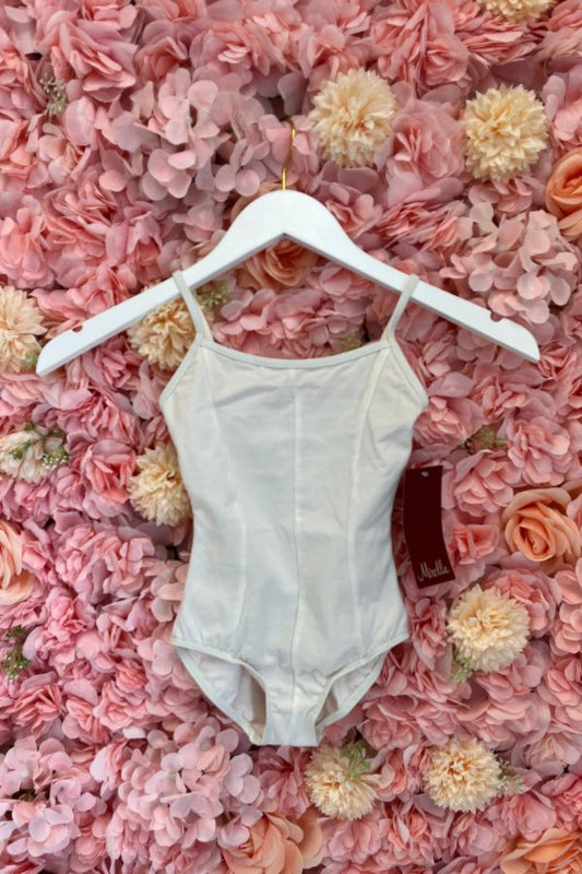 Mirella Girls Princess Seam Camisole Leotard in White Style M207C at The Dance Shop Long Island