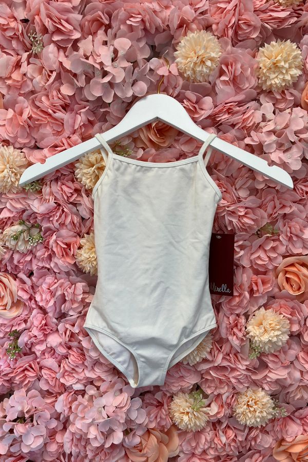 Mirella Girls Camisole Leotard in White Style M201C at The Dance Shop Long Island